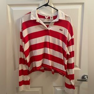 Levi’s red & white stripped cropped long sleeve